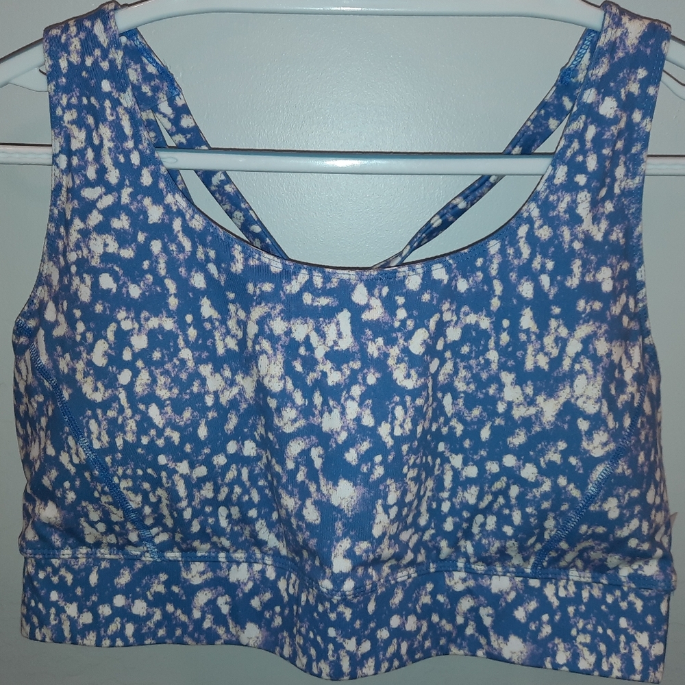 Zelos NWT low impact Sports Bra size XL cornflower blue and white